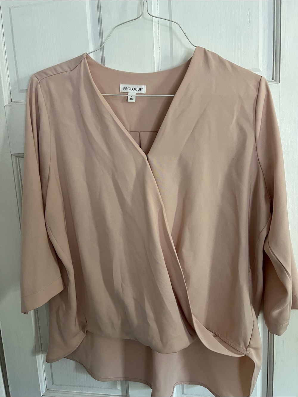 Prologue Blush Draped Surplice Blouse